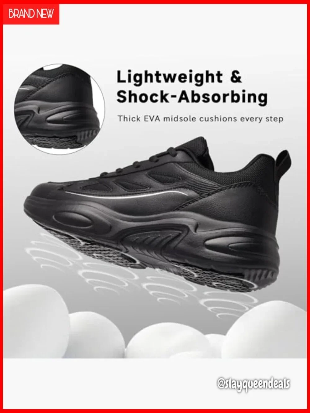 Non-Slip Athletic Sneakers for Work, Walking, Gym - Lightweight Breathable